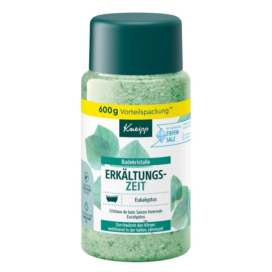 Kneipp - Erkältungszeit, Badekristalle Eukalyptus, Badesalz Eukalyptus, 600  g