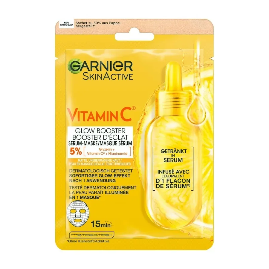 Garnier - Vitamin C* Intensiv feuchtigkeitsspendende & Glow Tuchmaske, Gar Tissue Mask Vitaminc Sa28gr 140, 28 g