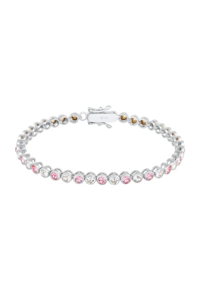 Elli PREMIUM Tennis-Armband Rose Kristalle 925 Sterling Silber Armbänder & Armreife 1 ct Damen