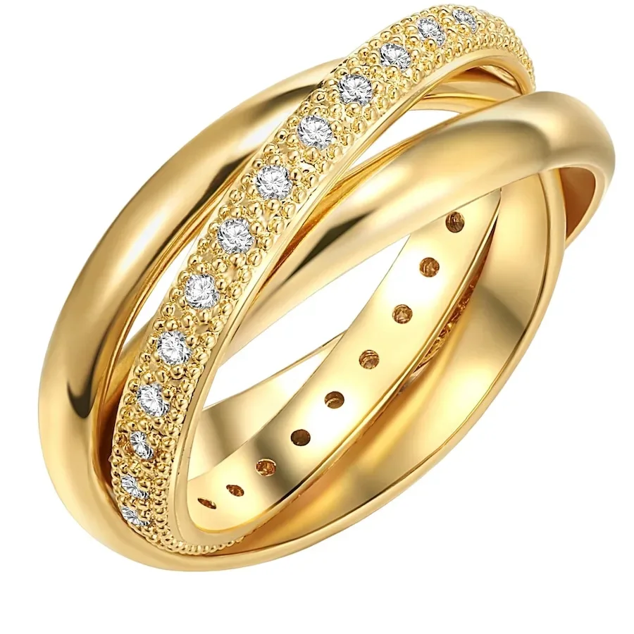 Lulu & Jane Ring Messing Zirkonia in Gelbgold Ringe 1 ct Damen