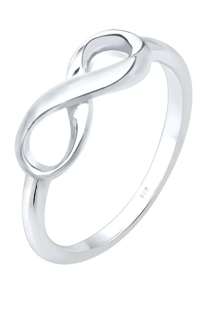 Elli Basic Infinity Unendlichkeit 925 Sterling Silber Ringe 1 ct Damen