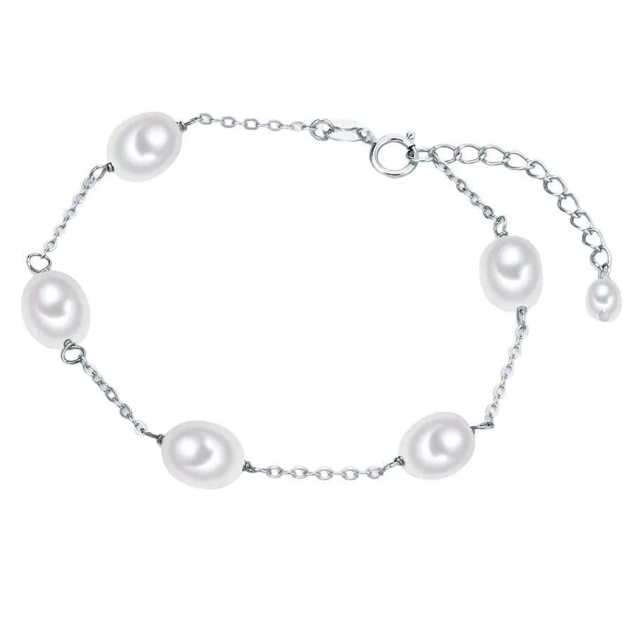 Valero Pearls Perlen-Armband Sterling Silber Süßwasser-Zuchtperle in Silber Armbänder & Armreife 1 ct Damen