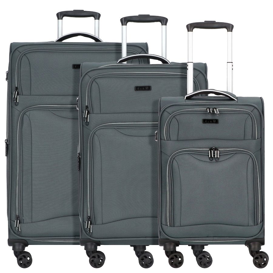 d & n Travel Line 9204 4 Rollen Kofferset 3-teilig mit Dehnfalte Reisetaschen 1 ct Grau Herren