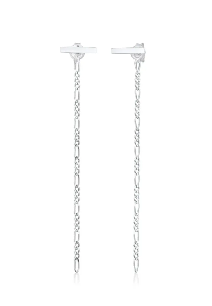 Elli - Ohrringe Ohrhänger Figarokette Basic Geo, One Size, Silber
