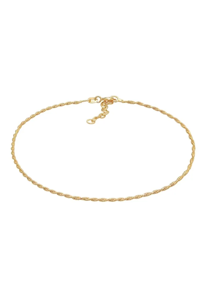 Elli - Fußschmuck Kordelkette Gedreht Basic Zeitlos, 22cm, Gold
