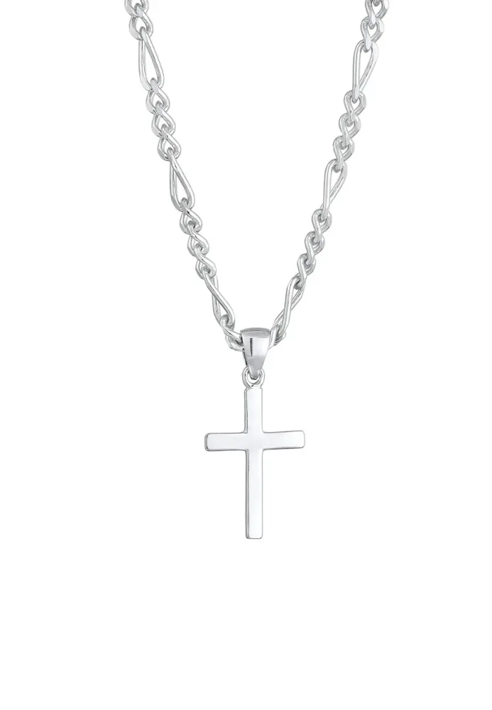 Kuzzoi - Halskette  Figarokette Kreuz 925 Silber, 60 cm