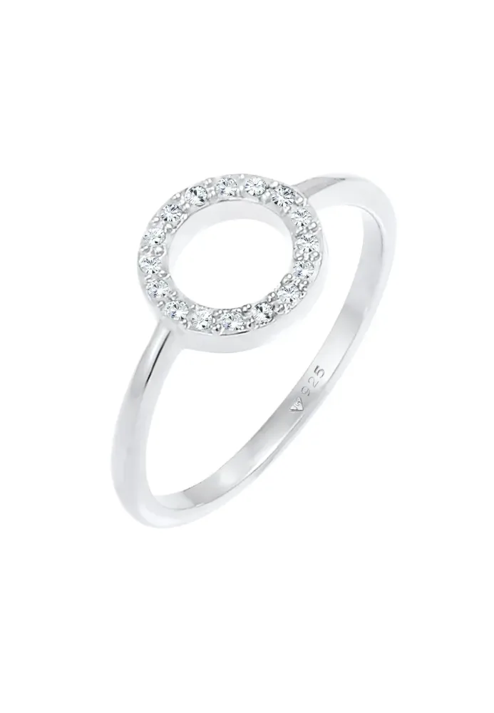 Elli - Ring Kreis Geo Kristalle, 54mm, Silber
