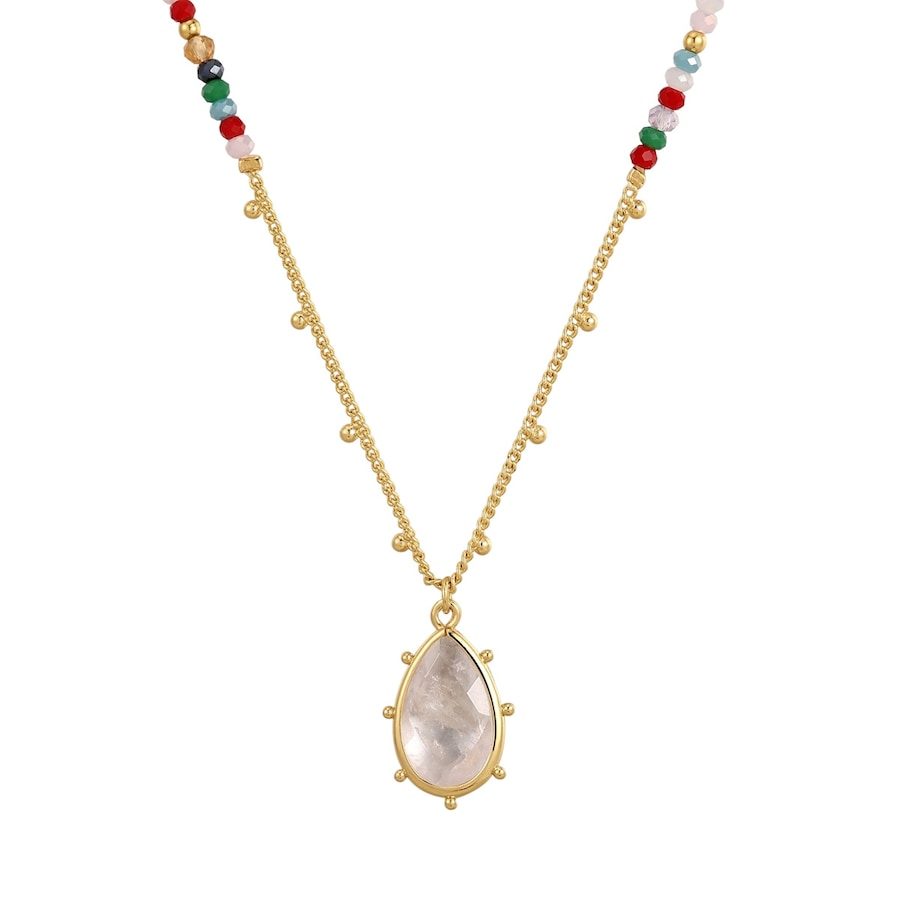 Yokoamii Halskette aus Messing in Gelbgold mit Quarzkristall Ketten 1 ct Damen