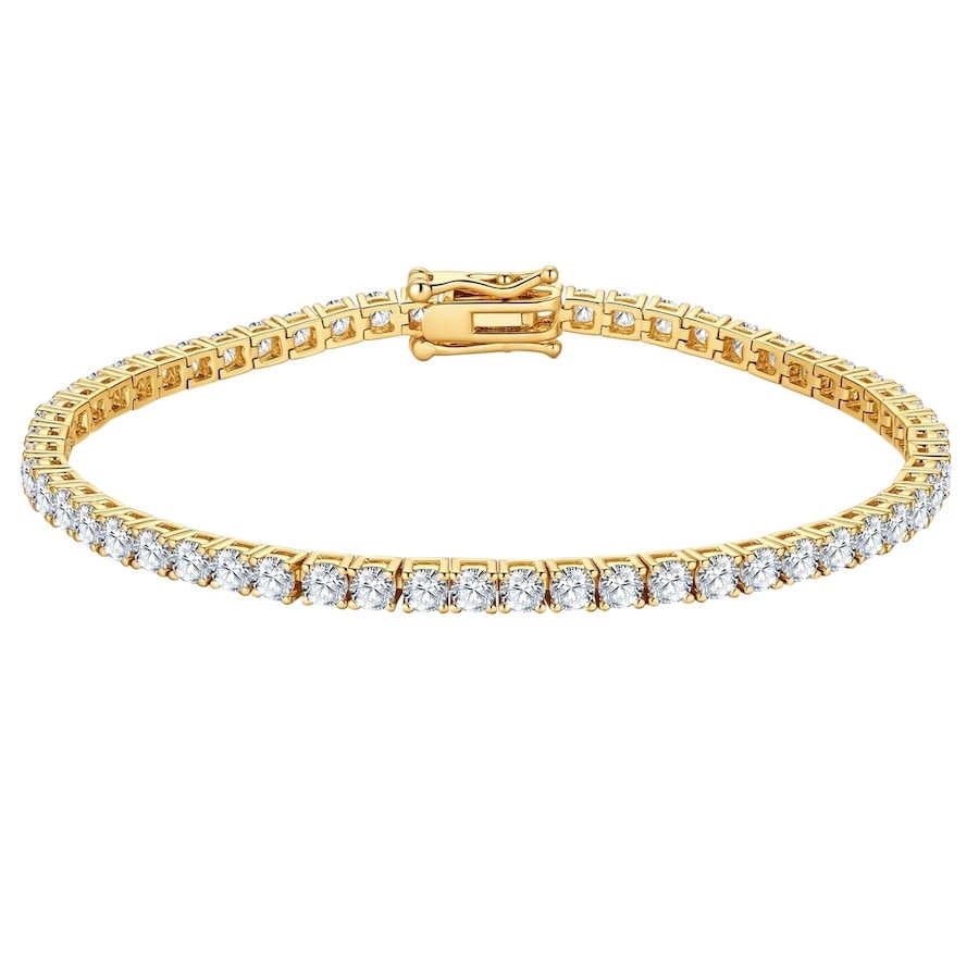 Lulu & Jane Armband aus Messing in Gelbgold mit Zirkonia Armbänder & Armreife 1 ct Damen