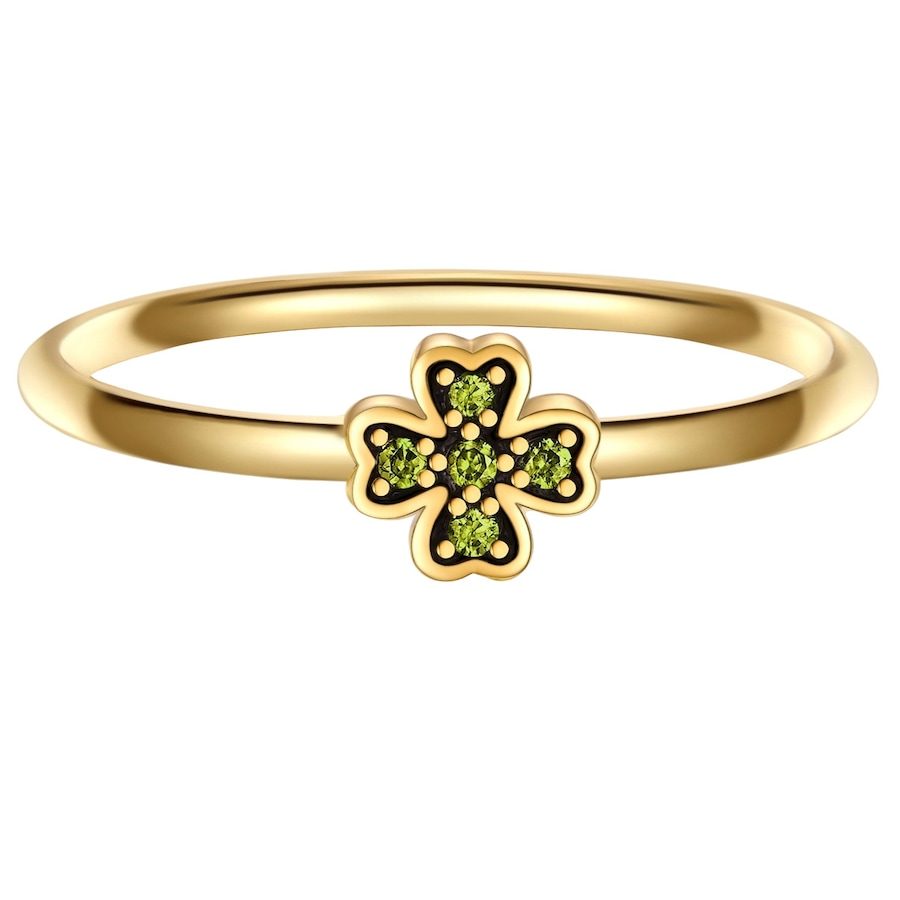 Glanzstücke München Ring Kleeblatt aus Sterling Silber in gelbgold mit Zirkonia Ringe 1 ct Damen