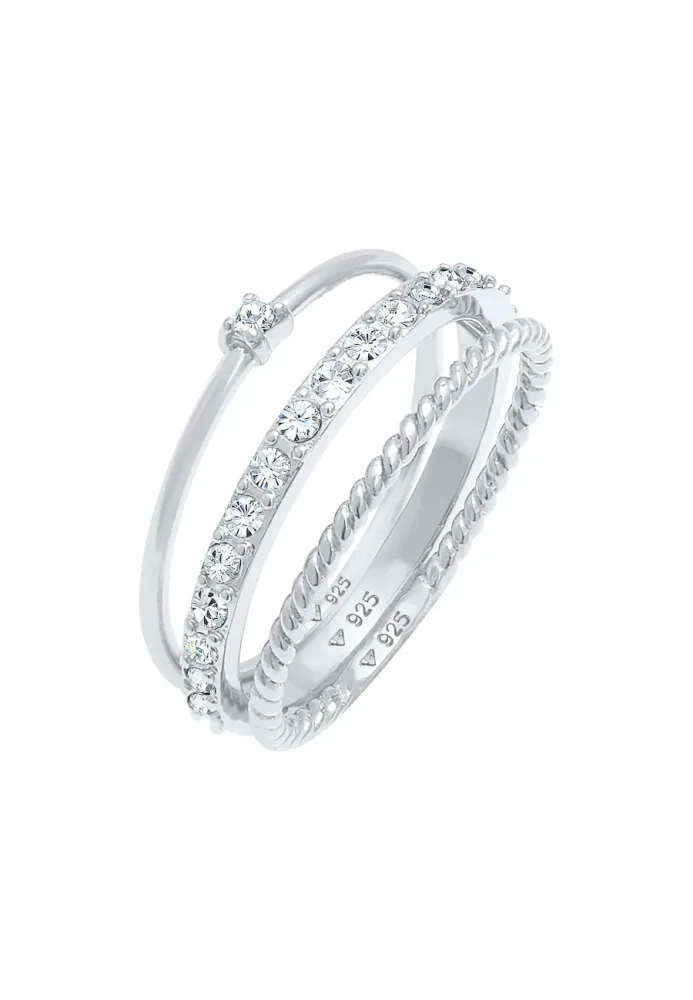 Elli - Ring 3Er Set Kristalle, 64mm, Silber