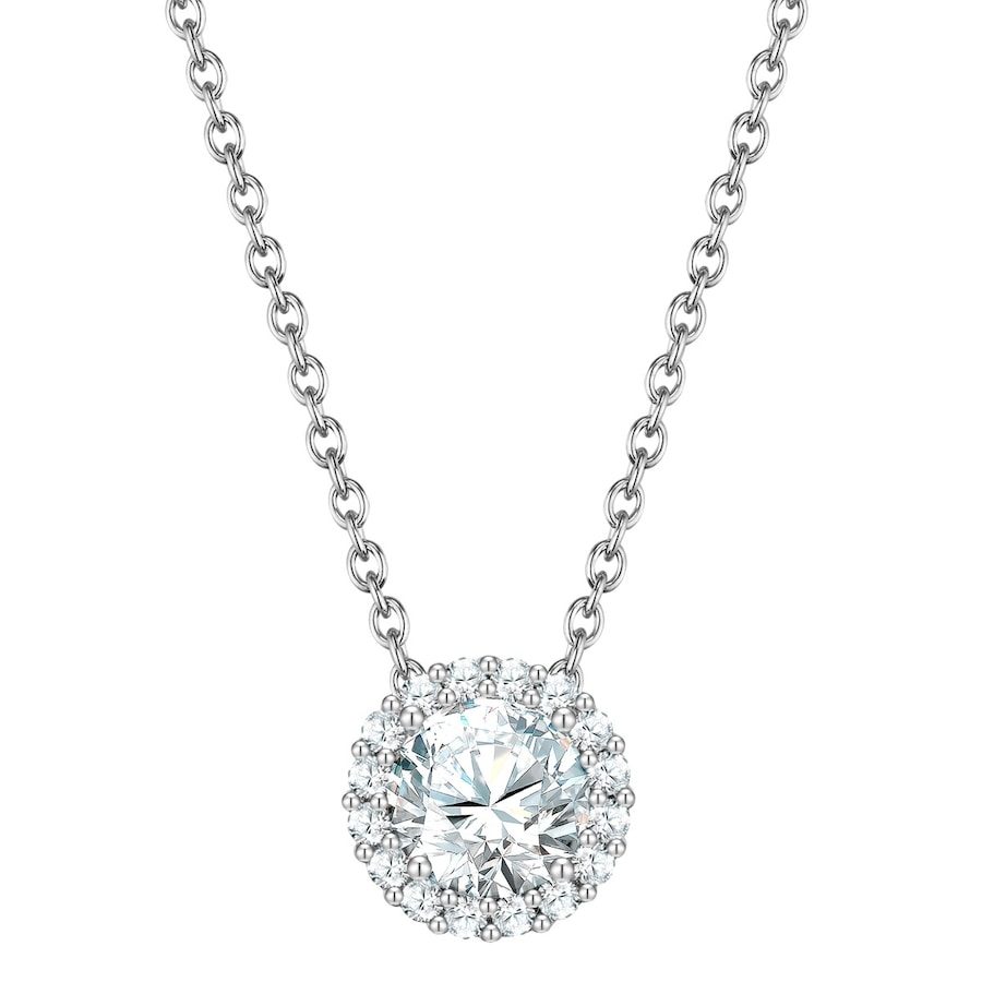 Yokoamii Halskette aus Messing in silber mit Zirkonia Ketten 1 ct Damen