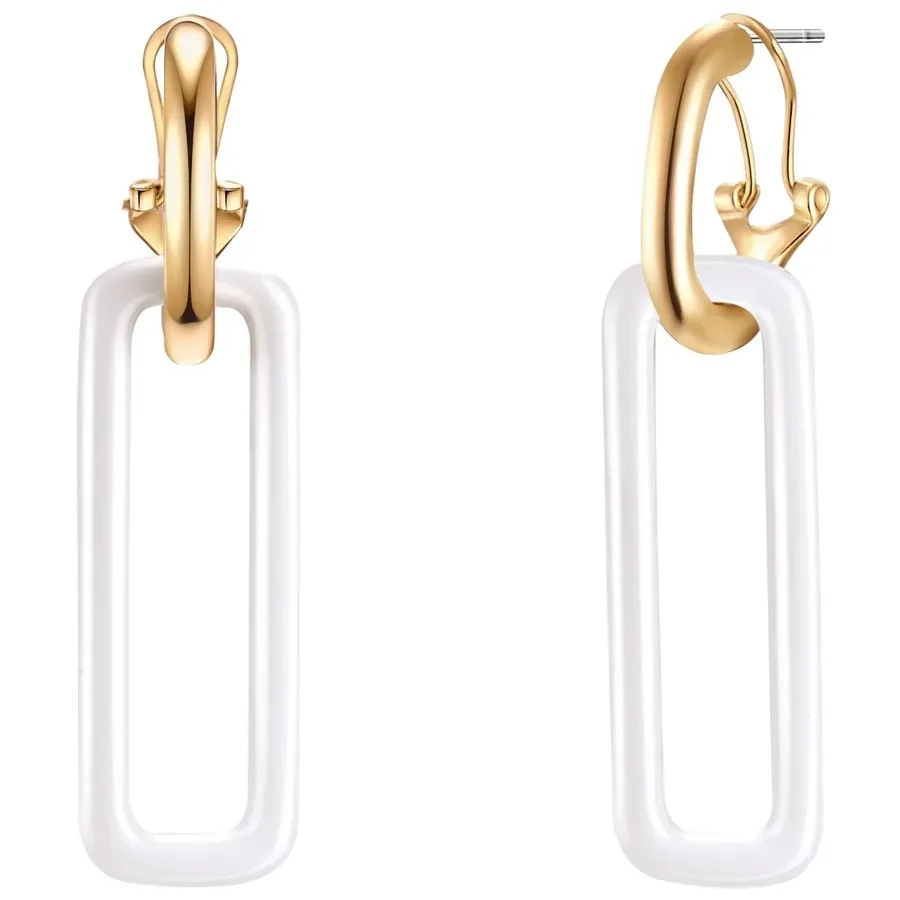 Lulu & Jane Ohrhänger Messing in Gelbgold/Weiß Ohrringe 1 ct Damen