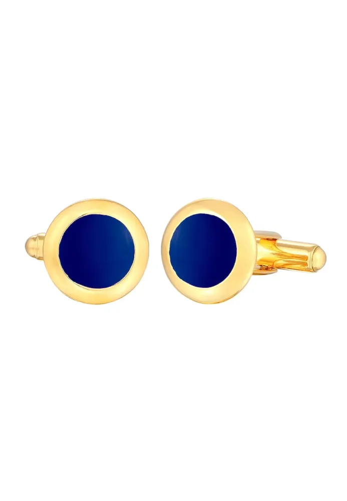 KUZZOI Basic Rund Klassik Geo Emaille Blau 925 Silber Herrenschmuck 1 ct Herren