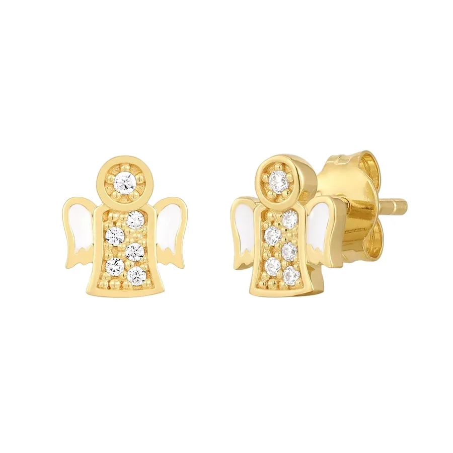 Glanzstücke München Ohrstecker Engel Sterling Silber Zirkonia in Gelbgold Ohrringe 1 ct Damen