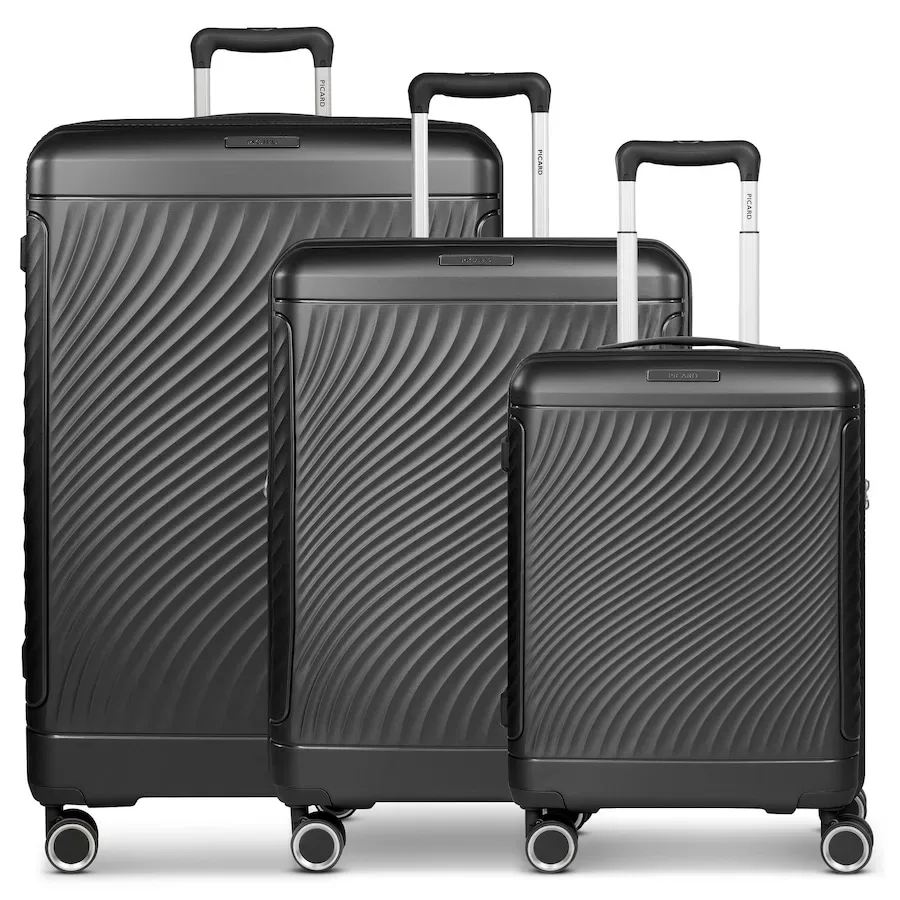 Picard Vienna 4 Rollen Kofferset 3-teilig mit Dehnfalte Reisetaschen 1 ct Schwarz Herren