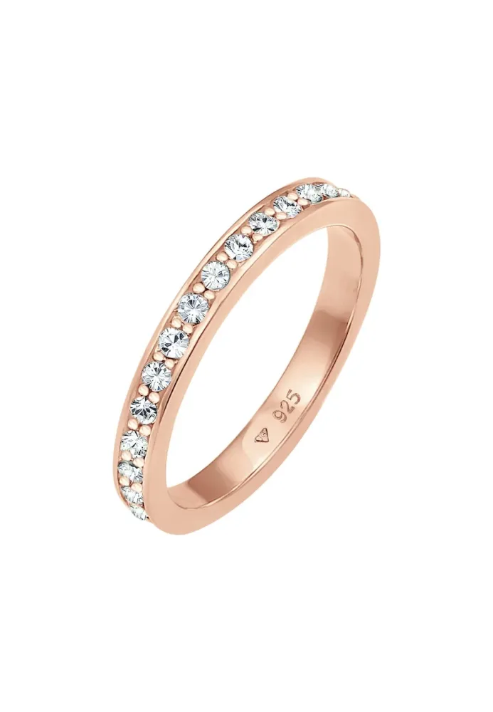 Elli Bandring Memoire Glas Kristalle 925 Silber vergoldet Ringe 1 ct Damen