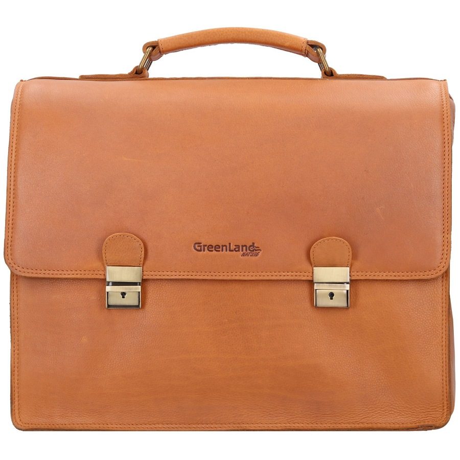 Greenland Nature Aktentasche RFID Leder 40 cm Laptopfach Laptoptaschen 1 ct Braun Herren
