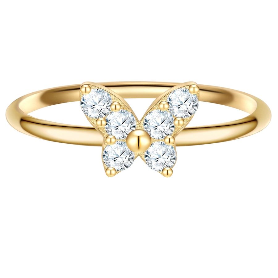 Glanzstücke München Ring Schmetterling aus Sterling Silber in gelbgold mit Zirkonia Ringe 1 ct Damen