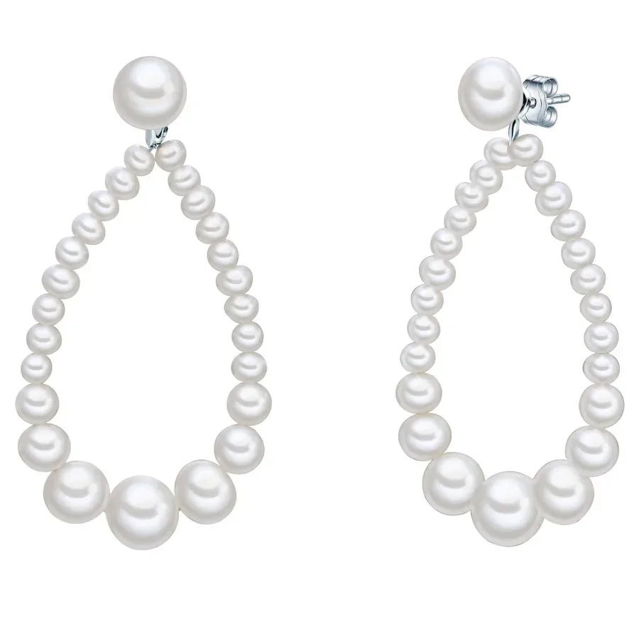 Valero Pearls Perlen-Ohrhänger Sterling Silber Süßwasser-Zuchtperle in Silber Ohrringe 1 ct Damen