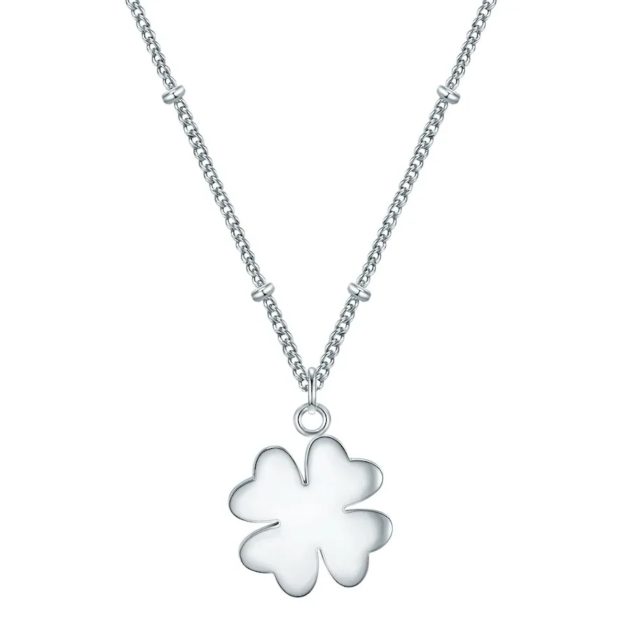 Halskette Kleeblatt Edelstahl in Silber Halskette 1 ct Damen