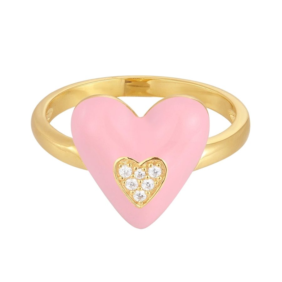 Glanzstücke München Ring Herz Sterling Silber Zirkonia in Gelbgold Ringe 1 ct Damen