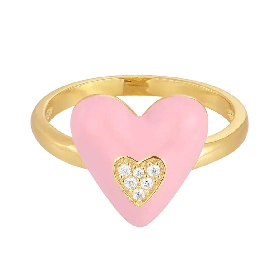 Glanzstücke München Ring Herz Sterling Silber Zirkonia in Gelbgold Ringe 1 ct Damen