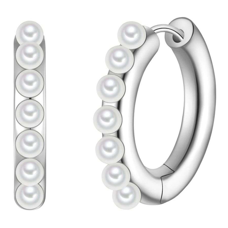 Yokoamii Creolen aus Metall-Legierung in silber mit Perle (synth.) Ohrringe 1 ct Damen