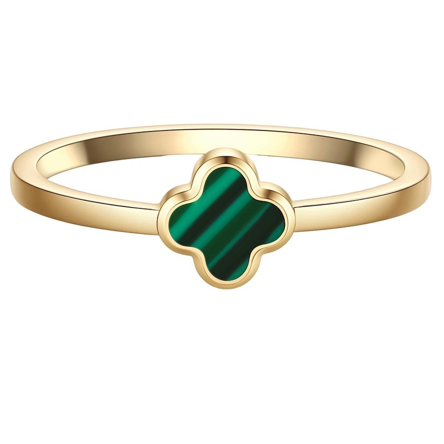 Glanzstücke München Ring Kleeblatt aus Edelstahl in gelbgold mit Malachit (synth.) Ringe 1 ct Damen