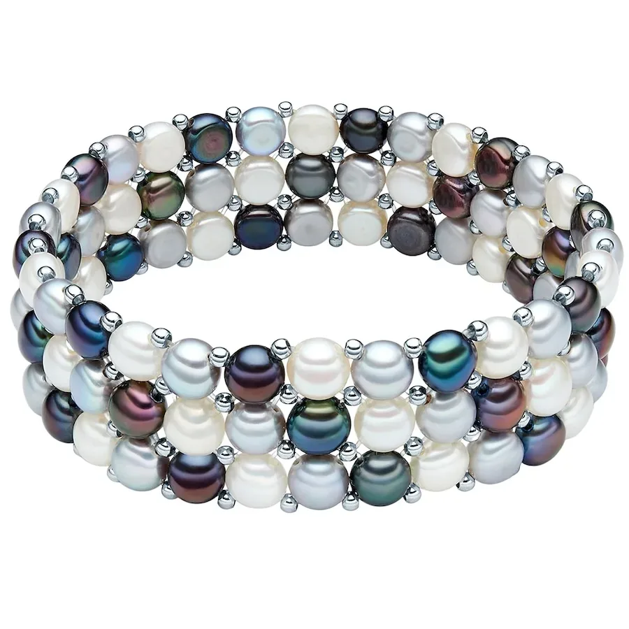 Valero Pearls Armband Messing Süßwasser-Zuchtperle in Silber Armbänder & Armreife 1 ct Damen