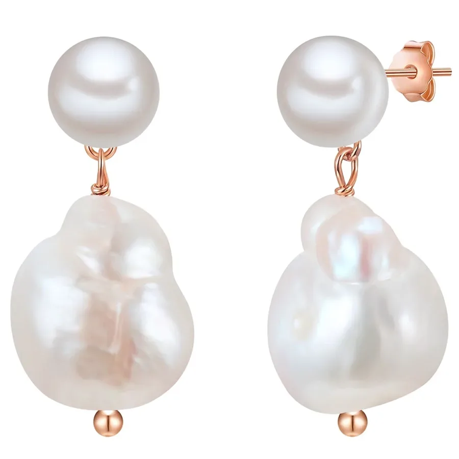 Glanzstücke München Ohrhänger Sterling Silber Süßwasser-Zuchtperle in Roségold Ohrringe 1 ct Damen