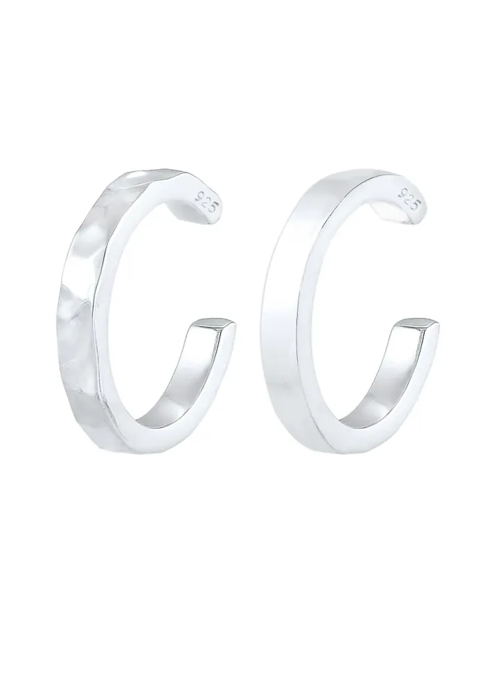 Elli Earcuff Klemme 2er Set Geo-Organic Look 925 Silber Ohrringe 1 ct Damen