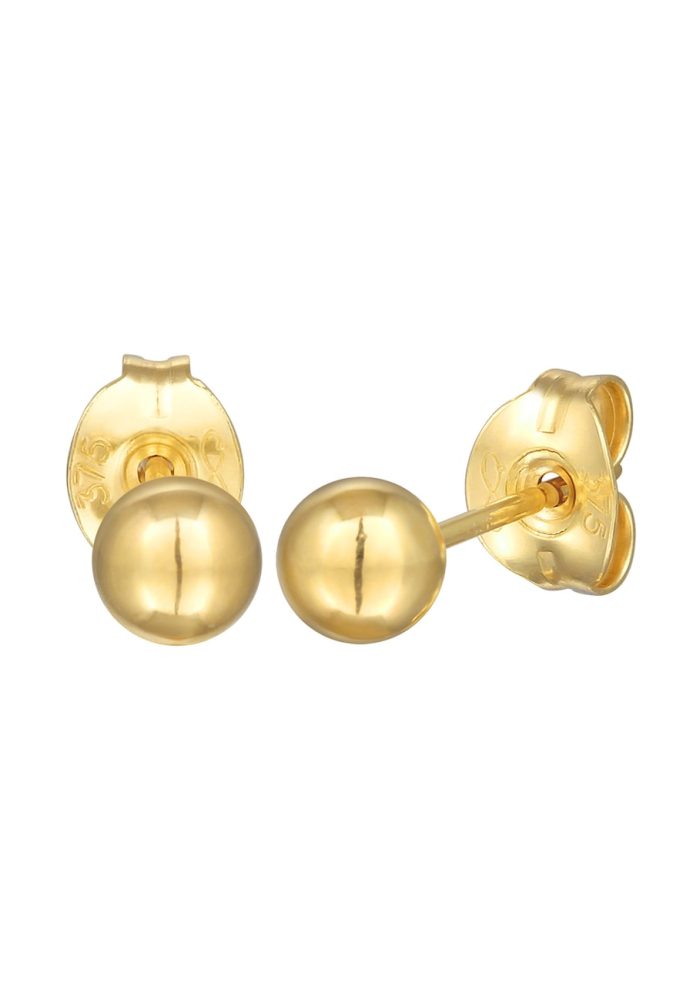 Elli PREMIUM Ohrstecker Kugel Ball 4 mm 375er Gelbgold Ohrringe 1 ct Damen