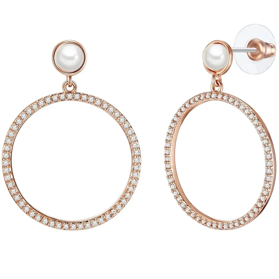 Lulu & Jane Perlen-Ohrstecker Messing Zirkonia Muschelkernperle in Roségold Ohrringe 1 ct Damen