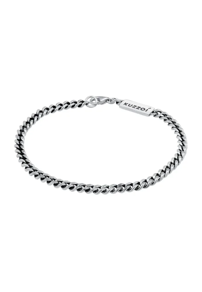 KUZZOI Herren Panzerkette Massiv Basic Piece 925 Silber Armbänder & Armreife 1 ct