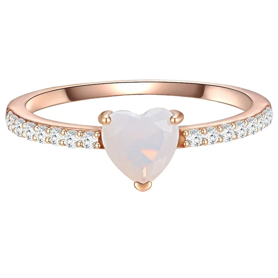 Glanzstücke München Ring Herz aus Sterling Silber in roségold mit Mondstein (synth.) Ringe 1 ct Damen