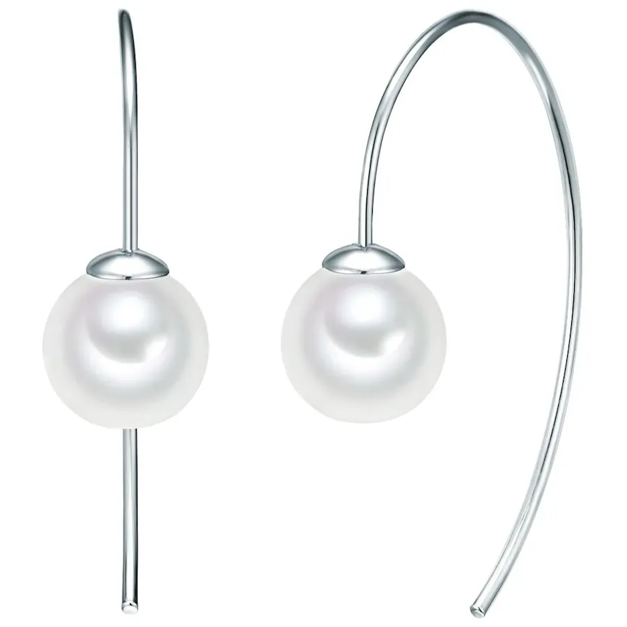 Lulu & Jane Perlen-Ohrhänger Messing Muschelkernperle in Silber Ohrringe 1 ct Damen