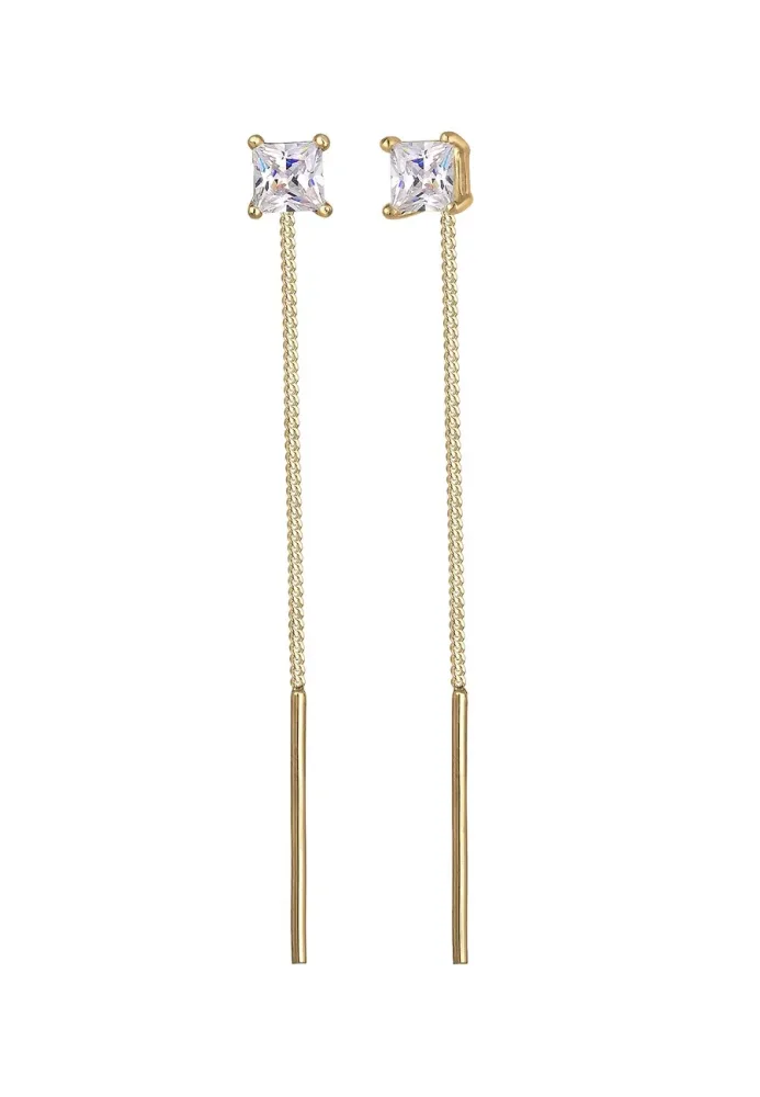 Elli - Ohrringe Geo Kugel Minimal Durchziehen Zirkonia, One Size, Gold