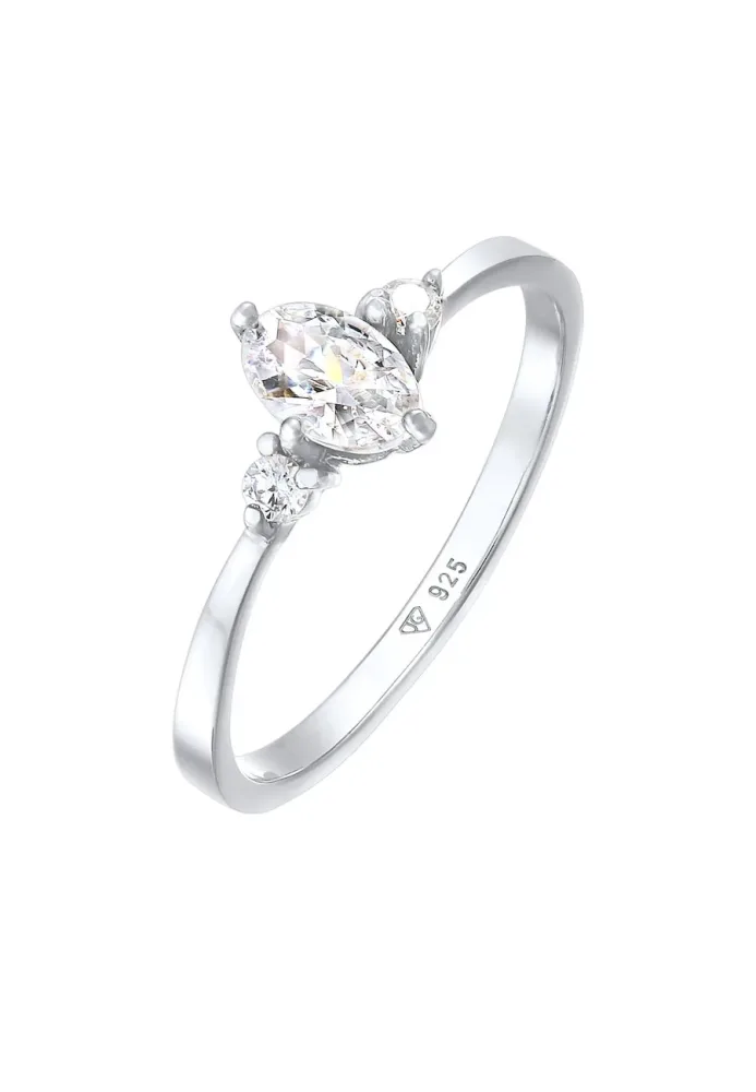 Elli Zirkonia Oval Verlobung 925 Silber Ringe 1 ct Damen