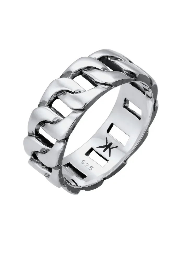 KUZZOI Herren Chunky Chain Look Cool Trend 925 Silber Ringe 1 ct