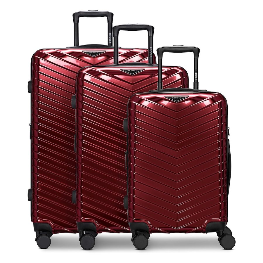 Redolz Essentials 18 4 Rollen Kofferset 3-teilig mit Dehnfalte Reisetaschen 1 ct Braun Herren