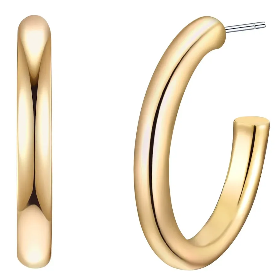 Yokoamii Creolen Metall-Legierung in Roségold Ohrringe 1 ct Damen