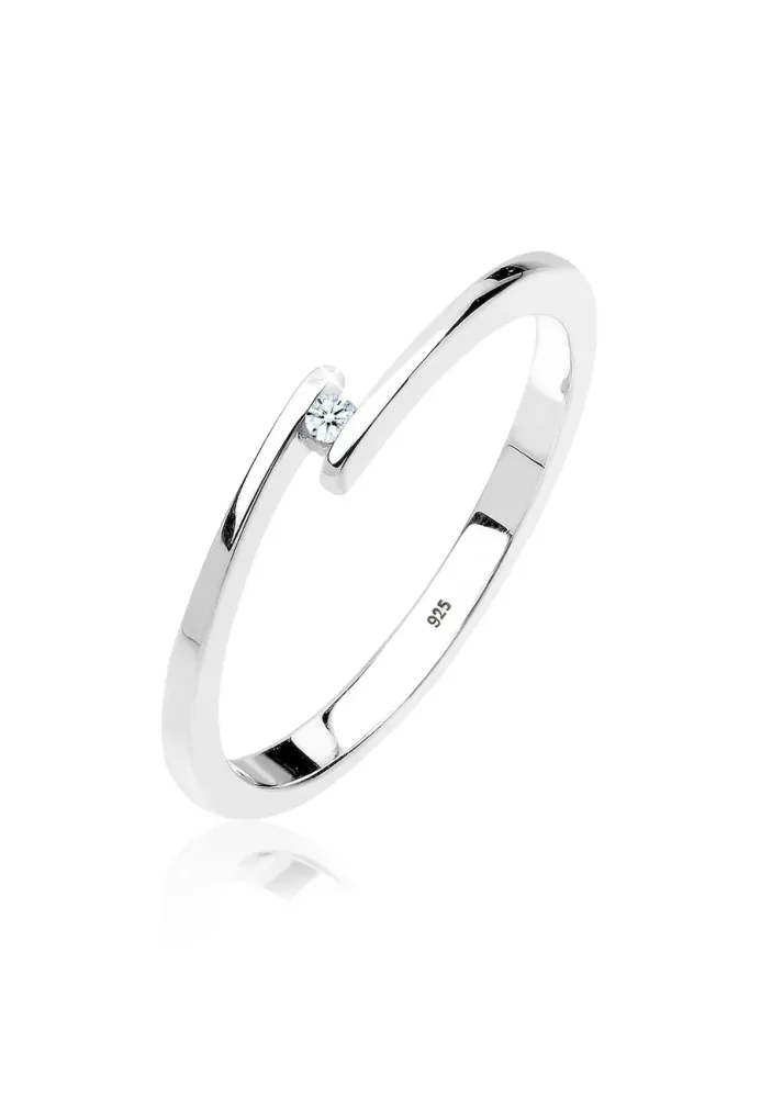 Elli DIAMONDS Verlobungsring Solitär Diamant 0.015 ct.925 Silber Ringe 1 ct Damen