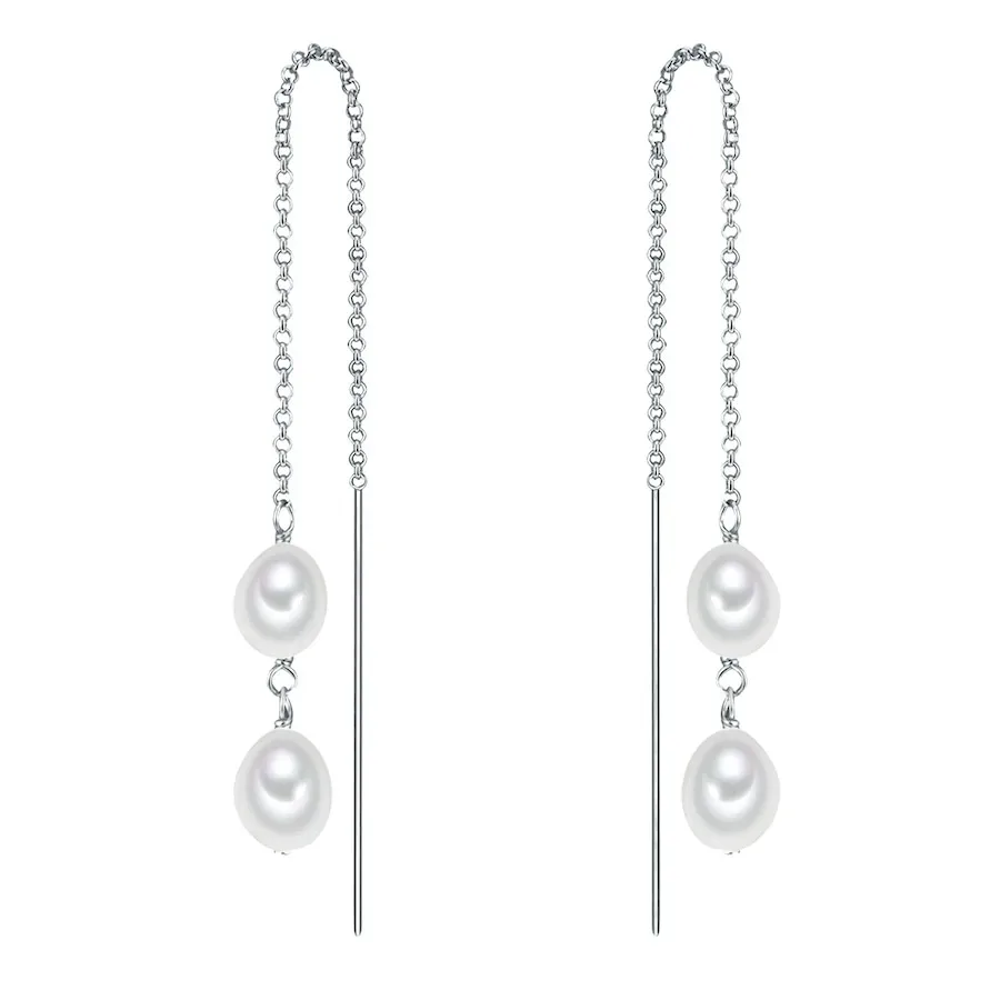 Valero Pearls Perlen-Ohrhänger Sterling Silber Süßwasser-Zuchtperle in Silber Ohrringe 1 ct Damen