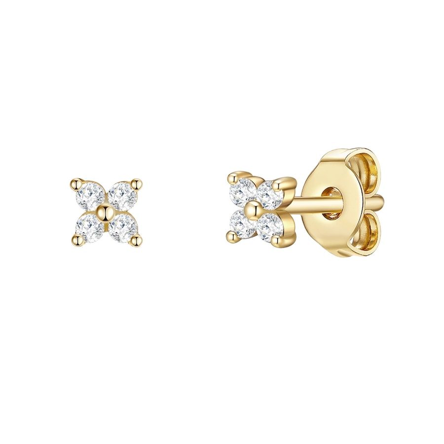 Lulu & Jane Ohrstecker aus Messing in Gelbgold mit Zirkonia Ohrringe 1 ct Damen