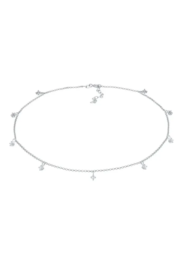 Elli Choker Solitär Zirkonia Funkelnd 925er Silber Ketten 1 ct Damen