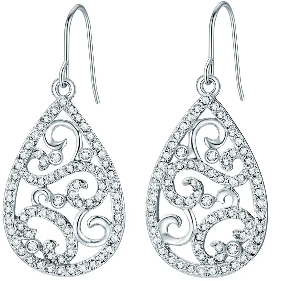 Lulu & Jane Ohrhänger Metall-Legierung verziert mit Kristallen von Swarovski® in Silber Ohrringe 1 ct Damen