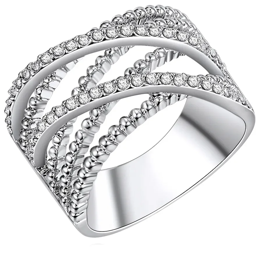 Lulu & Jane Ring Metall-Legierung Glas in Silber Ringe 1 ct Damen