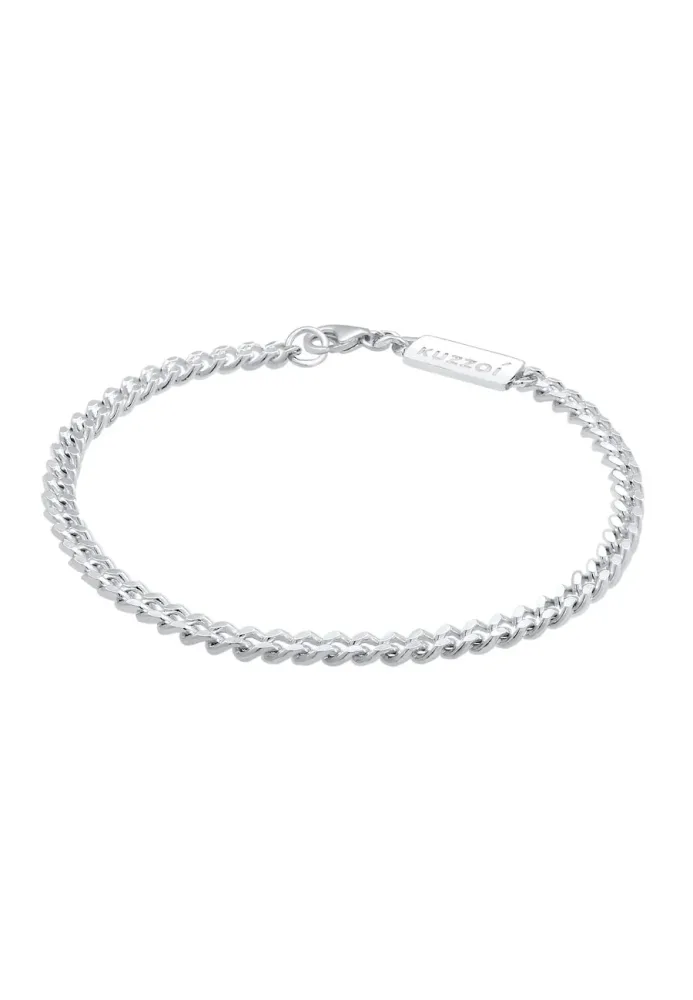 KUZZOI Herren Panzerkette Massiv Basic Piece 925 Silber Armbänder & Armreife 1 ct