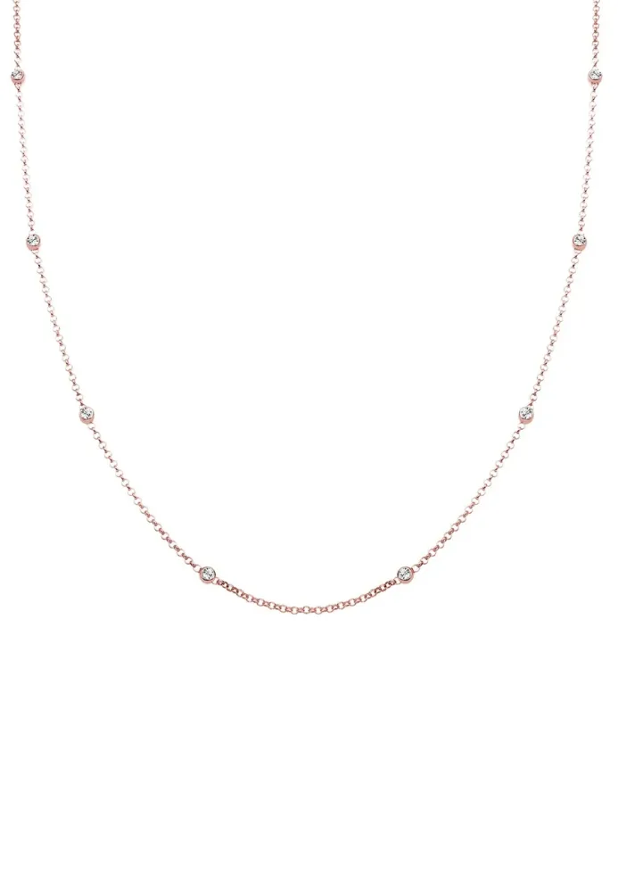 Elli - Halskette Kristalle, 55 CM, Goldrosa